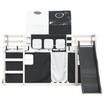 vidaXL Lit superposé sans matelas avec toboggan blanc noir 90x190 cm