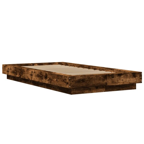vidaXL Cadre de lit chêne fumé 75x190 cm bois d'ingénierie