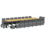 vidaXL Ensemble à manger de jardin coussins 21 Pièces Gris Résine tressée
