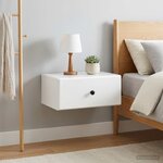 vidaXL Cabinet de chevet mural 2 Pièces Blanc brillant 49 x 34 5 x 20 cm