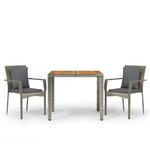 vidaXL Ensemble à manger de jardin 3 Pièces coussins gris résine tressée