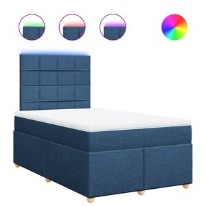 vidaXL Sommier à lattes de lit avec matelas Bleu 120x200 cm Tissu