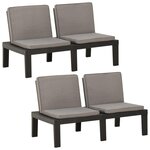 vidaXL Bancs de salon de jardin avec coussins lot de 2 Plastique Gris