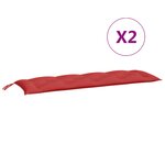 vidaXL Coussins de banc jardin lot de 2 rouge 150x50x7 cm tissu Oxford