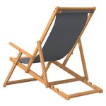 vidaXL Chaise de plage pliable Bois de teck solide Gris