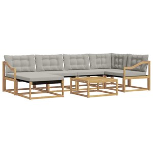 vidaXL Ensemble de canapés d'extérieur 7 Pièces Blanc et gris clair