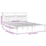 vidaXL Cadre de lit métal avec tête de lit blanc 183x213 cm