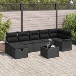 vidaXL Ensemble de canapé de jardin 8 Pièces Noir 297.5 x 132.5 x 85 cm
