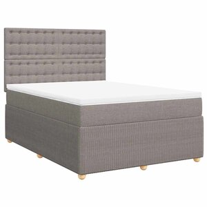 vidaXL Sommier à lattes de lit avec matelas Taupe 140x200 cm Tissu