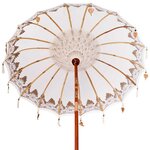 vidaXL Parasol balinais 260 2 Pièces Crème Coton et bois massif