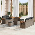 vidaXL Ensemble de canapé de jardin 8 Pièces Gris polyrotin