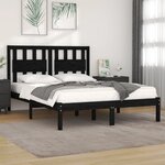 vidaXL Cadre de lit Noir Bois de pin massif 140x190 cm