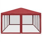 vidaXL Tente de fête avec 10 parois latérales maille rouge 6x4 m PEHD