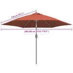 vidaXL Tissu de remplacement de parasol d'extérieur Terre cuite 300 cm