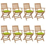 vidaXL Chaises pliables de jardin lot de 8 avec coussins Bois d'acacia