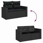 vidaXL Ensemble de canapé de jardin avec coussin 8 Pièces Noir polyrotin