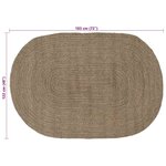 vidaXL Tapis de surface ovale Gris 122 x 183 cm Jute