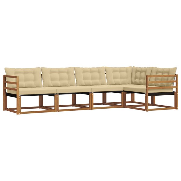 vidaXL Ensemble de canapés d'extérieur 5 Pièces Naturel et Beige