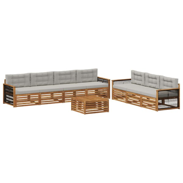 vidaXL Ensemble de canapés d'extérieur 8 Pièces Naturel et gris clair