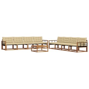 vidaXL Ensemble de canapés d'extérieur 9 Pièces Naturel et Beige