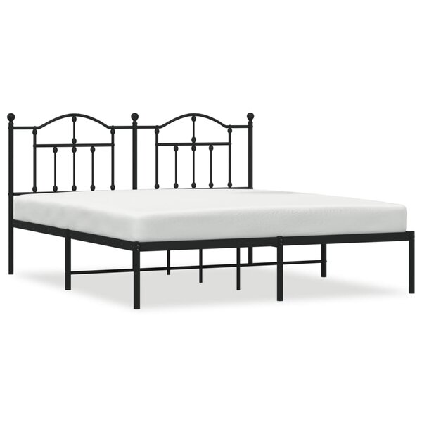 vidaXL Cadre de lit métal avec tête de lit noir 160x200 cm