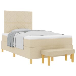 vidaXL Lit à ressorts avec tête de lit Crème 190 x 120 cm tissu