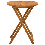 vidaXL Table de jardin pliante Naturel Ø60 x 75 cm