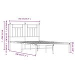 vidaXL Cadre de lit métal sans matelas avec tête de lit noir 135x190cm
