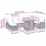 vidaXL Ensemble de Canapés de Jardin 9 Pièces avec Coussins Beige Poly Rattan