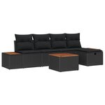 vidaXL Ensemble de canapé de jardin 6 Pièces Noir Poly rotin