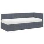 vidaXL Cadre de lit d'angle avec matelas 2 Pièces Gris Velours
