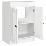 vidaXL Armoire sous évier de salle de bain Blanc brillant