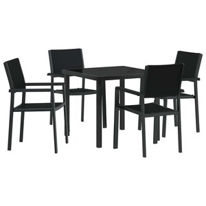 vidaXL Ensemble de salle à manger pour jardin 5 Pièces Noir Poly rotin