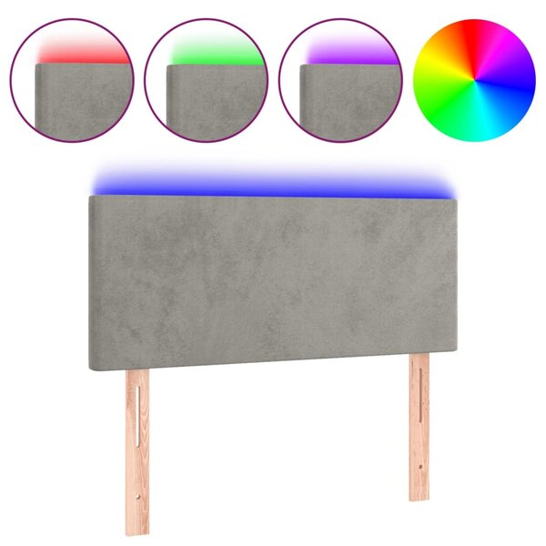 vidaXL Tête de lit à LED Gris clair 100x5x78/88 cm Velours