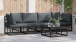 vidaXL Ensemble de canapé de jardin 5 Pièces Noir 70 x 70 x 32 cm