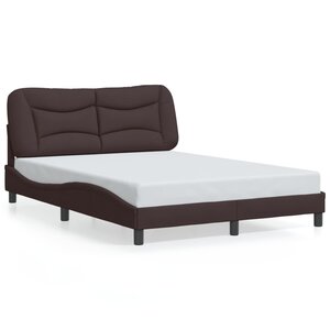 vidaXL Cadre de lit sans matelas Hvar marron foncé 140x190 cm tissu