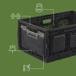 Pack and Move - Bac Rangement Pliable - Charge 20 kg - 40 x 60 x 25 9 cm - Stockage Outillage - Rangement Facile - Robuste - 55L