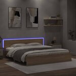 vidaXL Cadre de lit avec tête de lit et LED chêne sonoma 200x200 cm