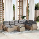 vidaXL Salon de jardin avec coussins 9 Pièces beige résine tressée