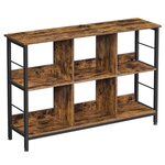 Bibliothèque 6 compartiments meuble de rangement ouvert étagère livres horizontale pour bureau salon chambre 120 x 33 x 80 cm style industriel marron rustique et noir 12_0001469