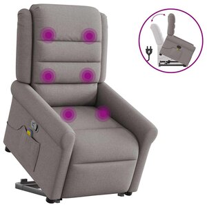 vidaXL Fauteuil inclinable de massage Taupe Tissu