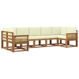 vidaXL Ensemble de canapés d'extérieur 7 Pièces Naturel et Crème