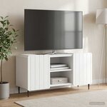 vidaXL Meuble TV Blanc 102 x 34 5 x 52 cm Bois d'ingénierie