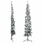 vidaXL Demi sapin de Noël artificiel mince avec neige floquée 180 cm