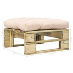 vidaXL Repose-pied palette de jardin avec coussin sable vert bois