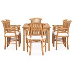 vidaXL Ensemble à Manger de jardin 7Pièces avec coussins bois teck solide