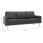 vidaXL Ensemble de canapés 3 Pièces Tissu Gris foncé