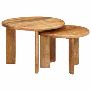 vidaXL Tables basses gigognes 2 Pièces Marron Bois de mangue massif