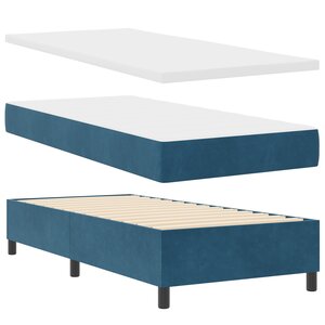 vidaXL Lit Box Spring avec Matelas & Banc Bleu Foncé 90x190 cm Velours