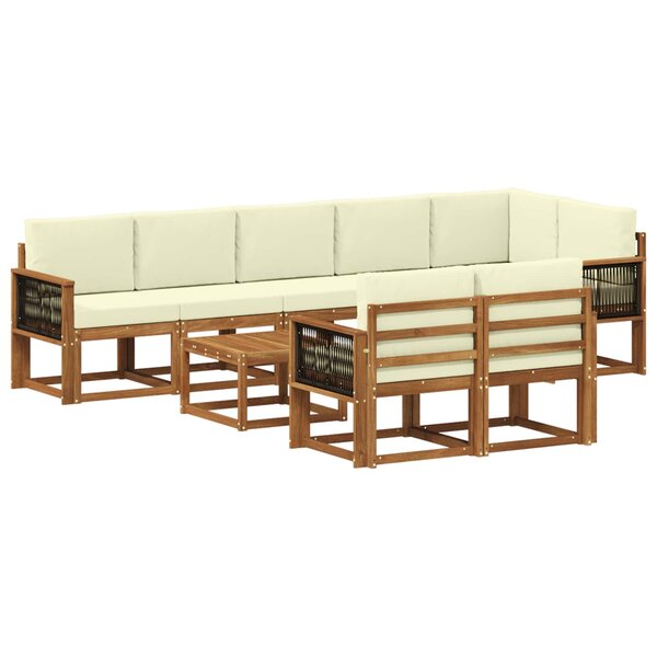 vidaXL Ensemble de canapés d'extérieur 9 pc Naturel et Crème Polyester